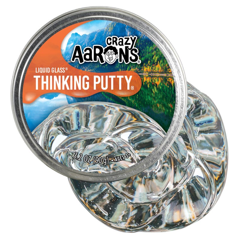 Crazy Aaron's Thinking Putty - Liquid Glass - See-Through Putty for Kids and Adults in a 4"" Tin - Creative and Endless Fun  Stress Relief Therapy Toys  Never Dries Out - Made in USA - Image 1